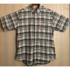 Red Head Green Plaid Short Sleeve Button Up Shirt M EXCELLENT